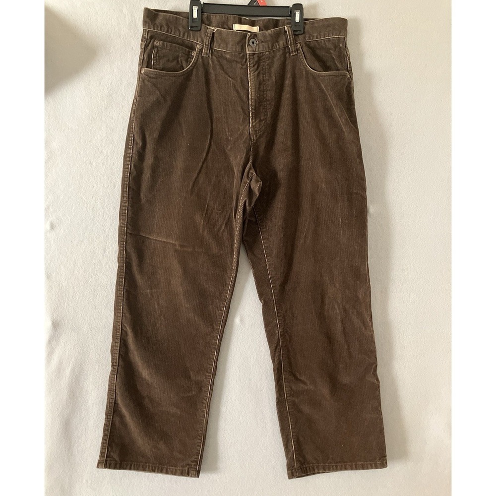 L.L. Bean Corduroy Pants Straight Leg Natural Fit Brown Men's Size 36x29 Cotton